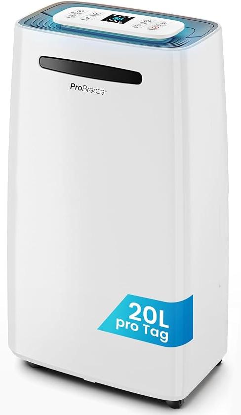 Luftentfeuchter 20L in 24h Entfeuchtungsleistung - Raumgröße ca. 195m³ (30 m²) - mit 4 Betriebsarten, Digitalanzeige, Ablaufschlauch, Wäschetrocknung, Timer - Gegen Feuchtigkeit, Schimmel