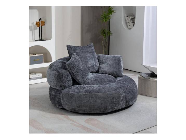 LuxusKollektion Loungesofa Sitzsack Lounger 3 Kissen Wohnzimmer Schlafzimmer Grau