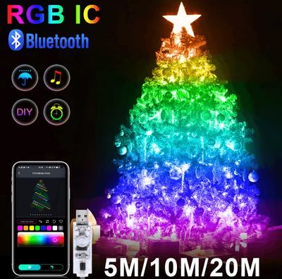 Inspire Curations RGBIC Bluetooth Fairy String Lights USB RGBIC LED String Lights With Music Sync For Bedroom, Party & Holiday Decor 20m