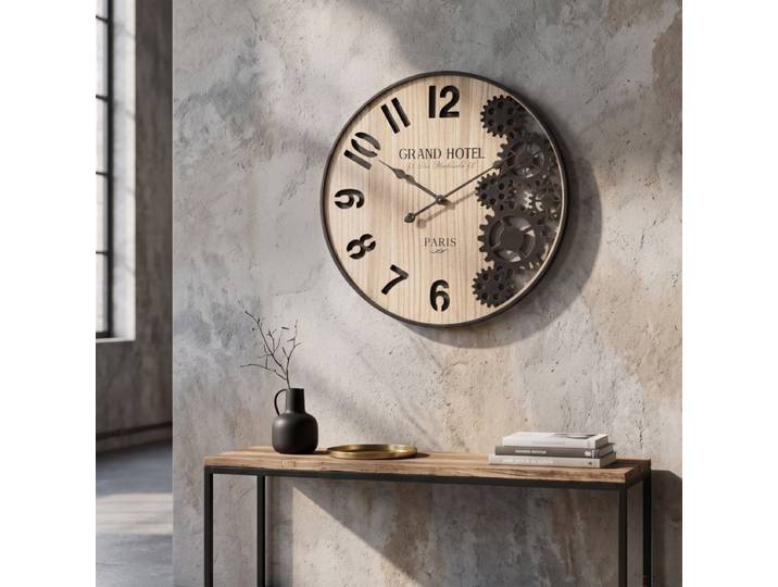 Horloge murale 60 cm Magnus Bois et Noir