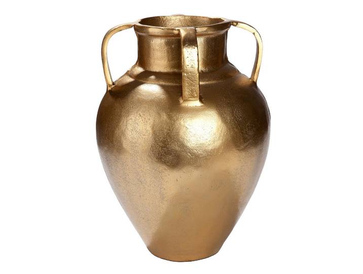 Dekovase Antigua, Goldfarben, Metall, rund, 33 cm, auch für frische Blumen geeignet, Dekoration, Vasen, Metallvasen