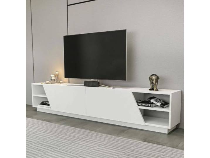 Dmora TV-Schrank Nyx 240x37,1x47,4 cm Weiß 2 Böden, 2 Türen