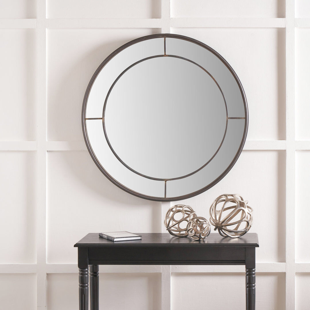 Borough Wharf Iron Round Mirror Antique Bronze 203.2 cm H x 203.2 cm W