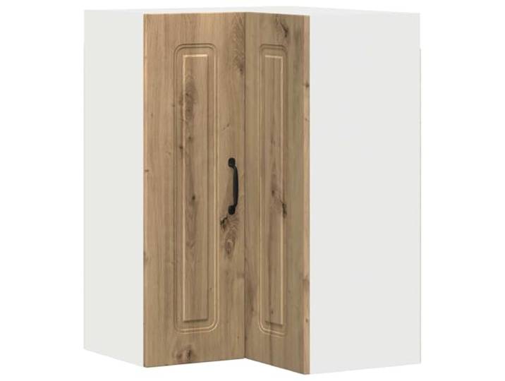 fsahslih Küchen-Wand-Eckschrank Holzwerkstoff 57 x 57 x 80 cm Kompakter Wand-Eckschrank für die Küche mit 2 Türen, 3 Fächern und robuster Holzwerkstoff-Konstruktion bis 60 kg.