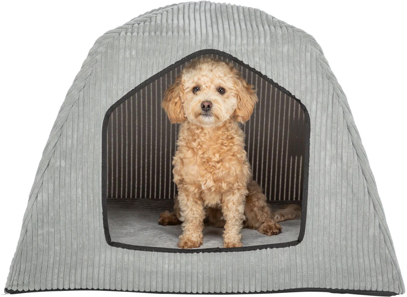 Tierhöhle TRIXIE "Vital Höhle Jonna 100 x 70 x 70 cm", grau, B:70cm H:70cm T:100cm, Plüsch, Polyester, Tierhäuser, Tierhöhle, Orthopädischer Liegeplatz und Kuschelhöhle für Hunde grau B/H/T: 70cm x 70cm x 100cm
