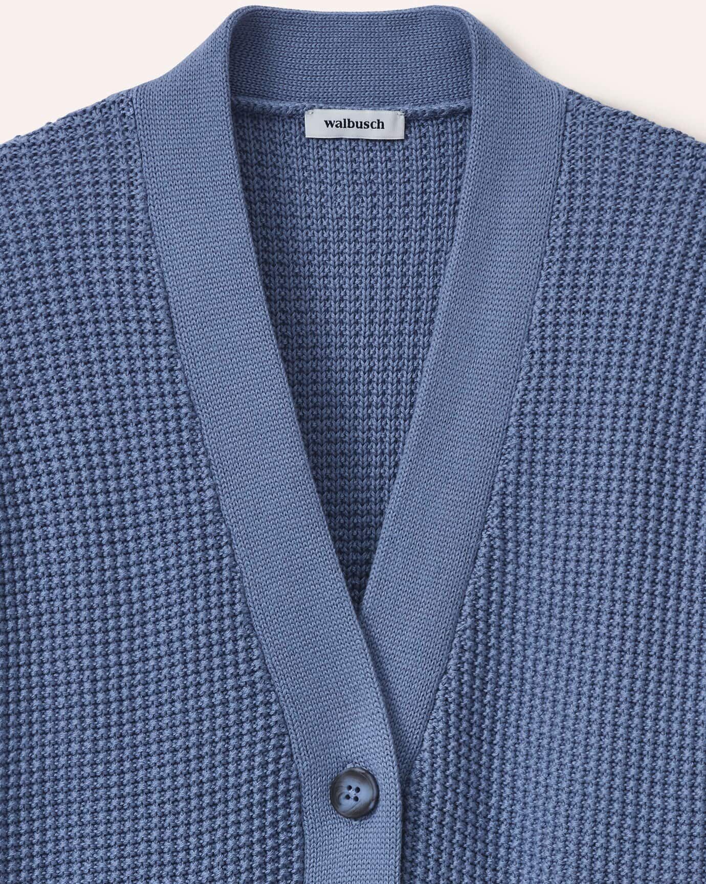 Walbusch Strukturierte Strickweste mit aufgesetzten Taschen, normale Größen, Farbe Blau, 40, vielseitig kombinierbar bequem und hautsympathisch Damen