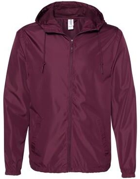 Independent Trading Co. EXP54LWZ Men's Lightweight Windbreaker Full-Zip Jacket in Maroon size 2XL   Polyester