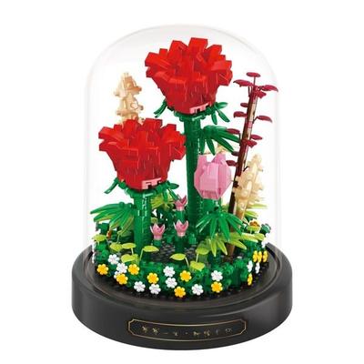 BALODY Blumen: Rote Rosen/Red Roses (rote Rosen), DIY Bausatz aus Miniblocks, 593 Klemmbausteine