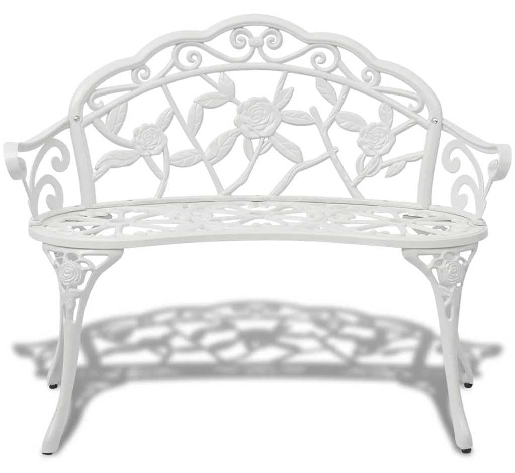 Gartenbank, weiß - 2 Sitzplätze - Aus Gusseisen-Aluminium - 80 cm breit