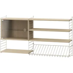Wandregal Hängeschrank Glas Beige Esche