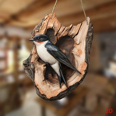 Inspire Select Vintage Bird Wooden Wall Sign Farmhouse Garden Decor Plaque For Porch & Home 3 8 In