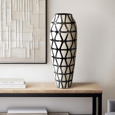 Sagebrook Home Pewter Clay Geometric Cylinder Table Vase