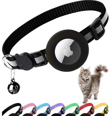 Inspired Living SafeTrack Reflective AirTag Cat Collar With Breakaway Buckle & Bell a