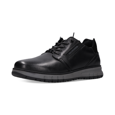 Slip-On Sneaker SALAMANDER "Quickborn", Herren, Gr. 41, schwarz, Nappaleder, Schuhe, Sneaker, Halbschuh mit elastischen Schnürsenkeln