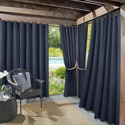 Sun Zero Sailor Indoor Outdoor UV Protectant Room Darkening Grommet 1-Piece Curtain Panel, Single Panel