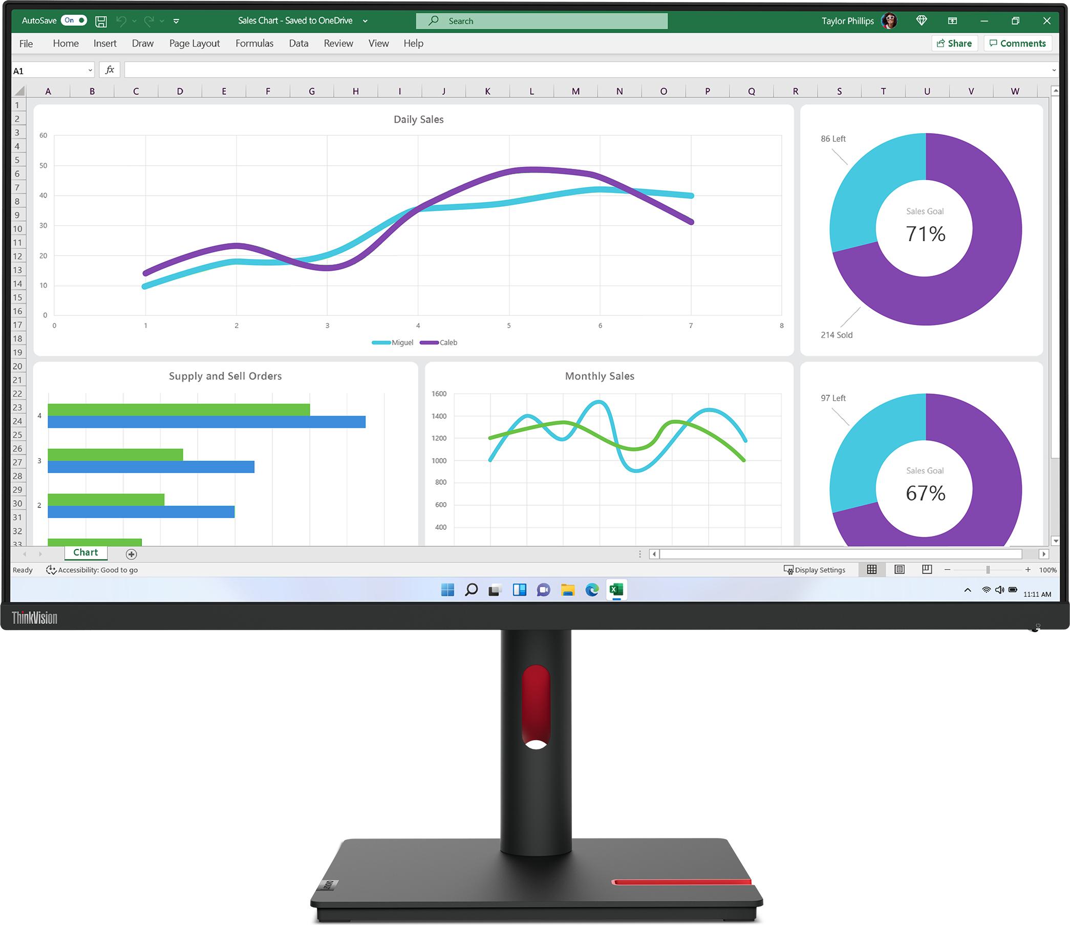 Lenovo ThinkVision T32h-30, 80 cm (31.5"), 2560 x 1440 Pixel, Quad HD, LED, 6 ms, Schwarz