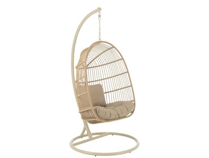 Fauteuil suspendu acier et corde Beige 103x103x195 cm