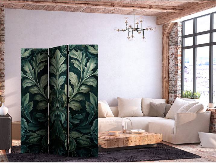 Paravent Dark Green Leaves 1-seitig Andere Grün 135 x 172cm