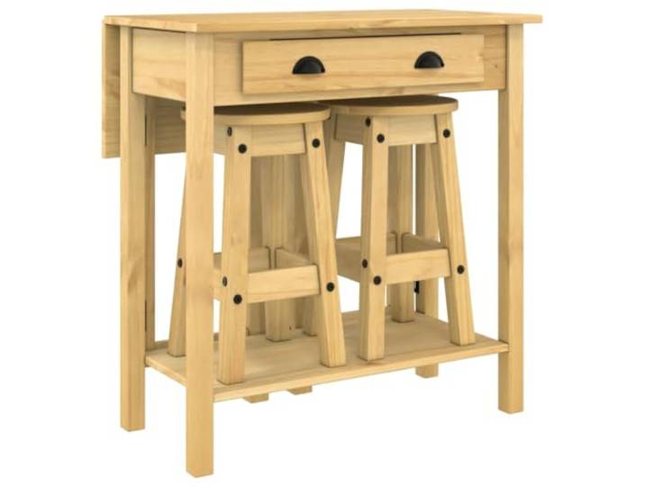 3er Set Barmöbel aus Kiefer Massivholz Hocker Ohne Rückenlehne, Klappbare Tischplatte, 110 kg Tragkraft, Für Küche und Esszimmer