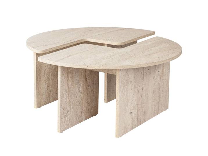 Table basse ronde modulable effet travertin ø90 cm