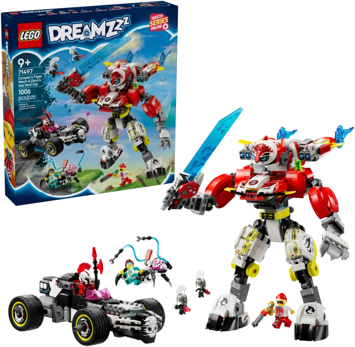 LEGO DREAMZzz 71497 Coopers Tiger-Mech und Zero's Hot Rod Auto