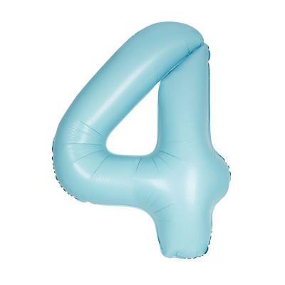 XL Folienballon hellblau matt Zahl 4