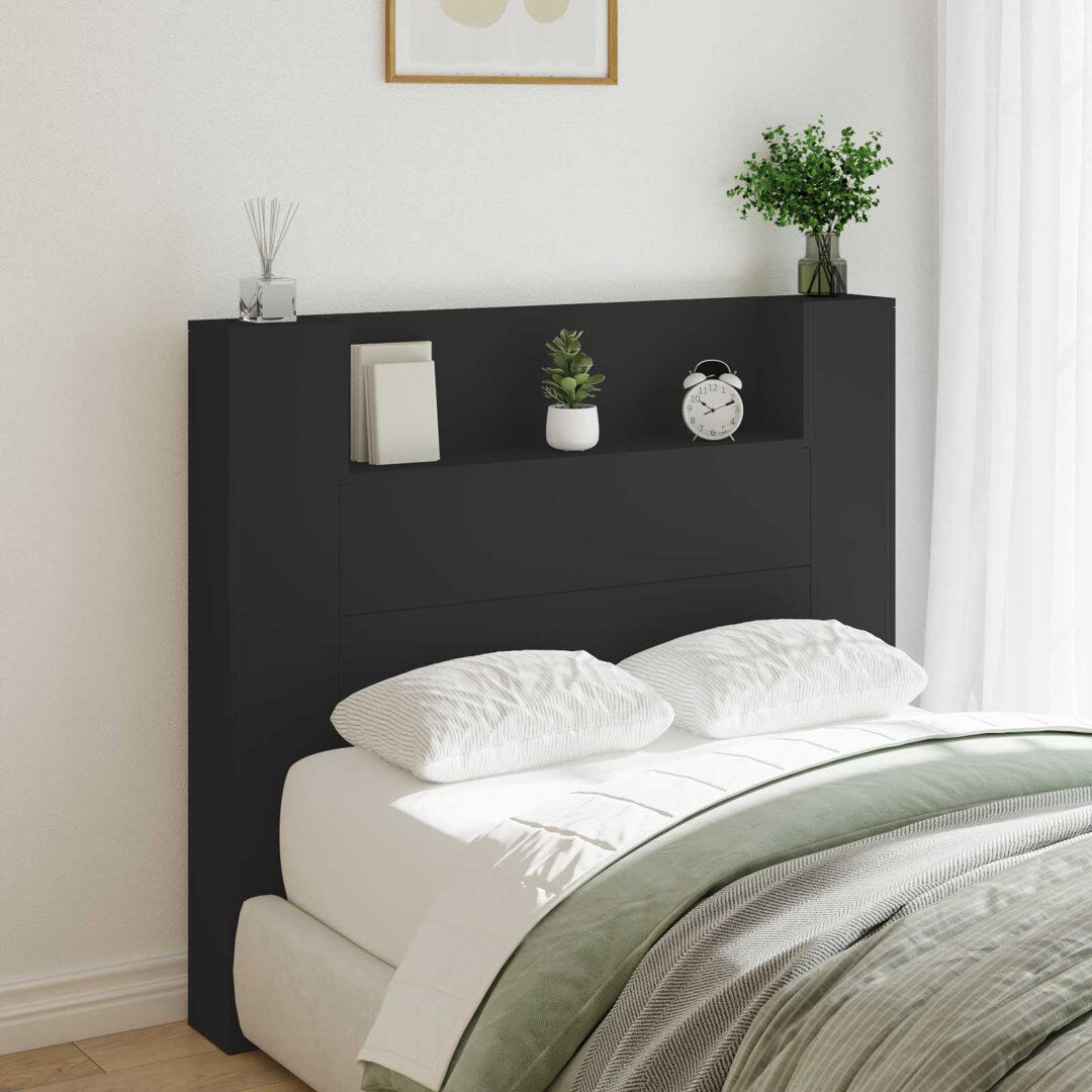 17 Stories Bookcase Headboard Black 120 x 200cm