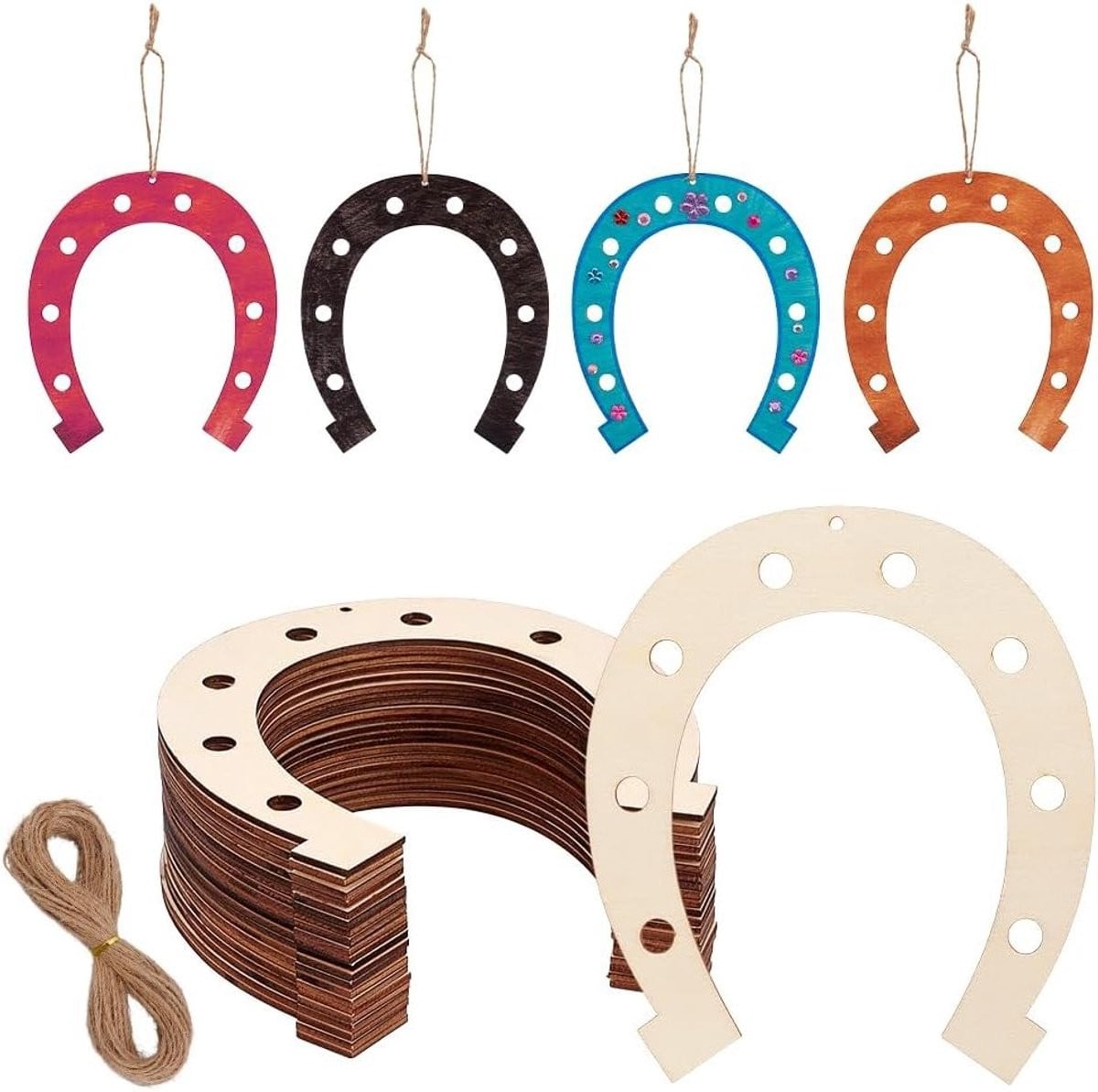 24 Stuks Onbewerkte Houten Hoefijzers voor Creatieve DIY Projecten en Decoratie