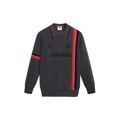 Poloshirt UMBRO "Umbro LS KNITTED FOOTBALL POLO", Herren, Gr. M, sedona sage, high risk rot, schwarz, 100% Baumwolle, bedruckt, normal, amerikanischer Ausschnitt, Shirts