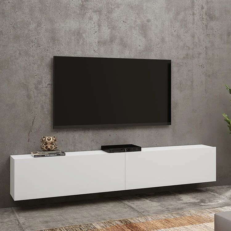 garneroarredamenti Mobile porta TV sospeso 180x35h cm bianco opaco Fusion