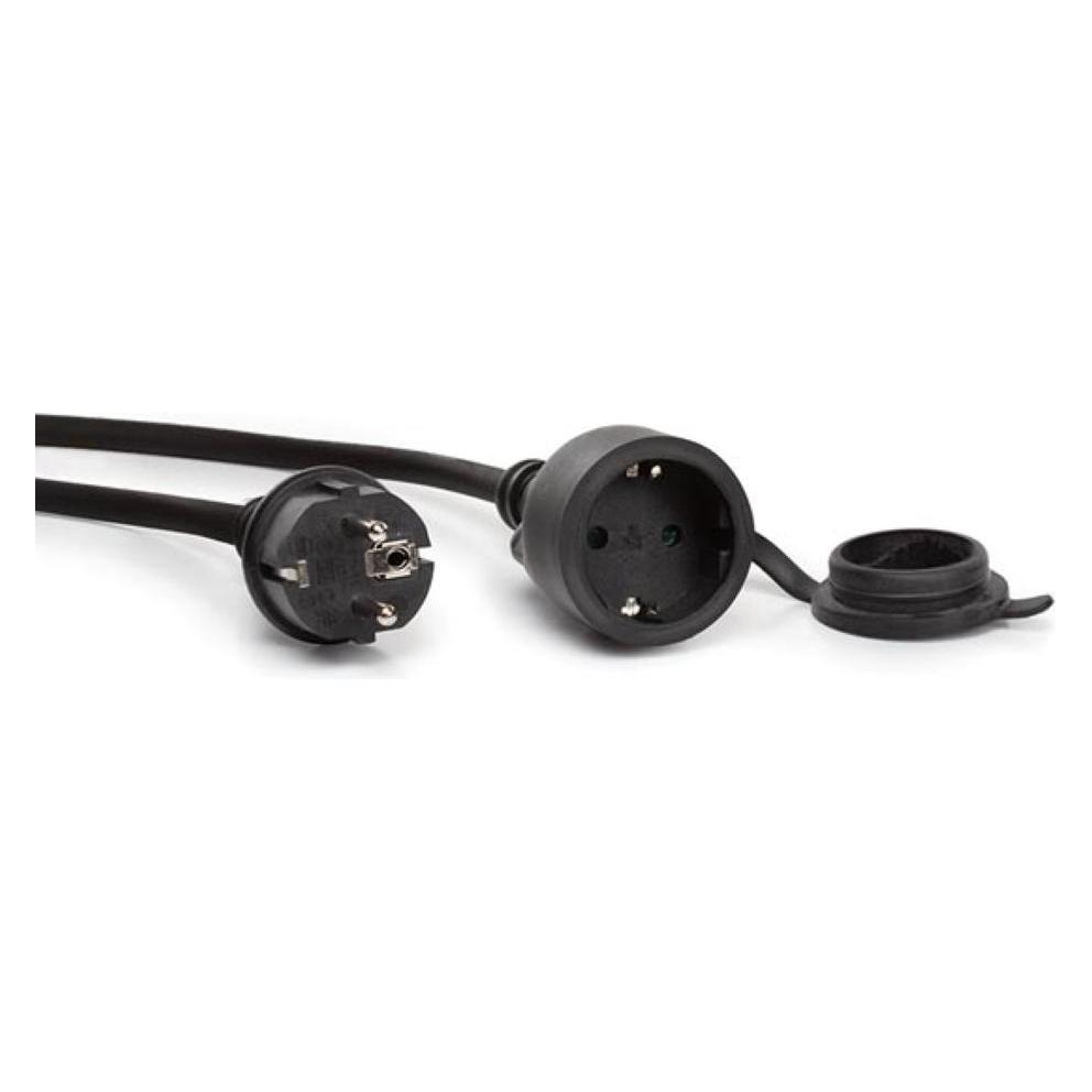 Perel Gummi-Verlängerungskabel 5 Meter 3G1.5 schwarz Schuko (5 m) (EC05R15-G)