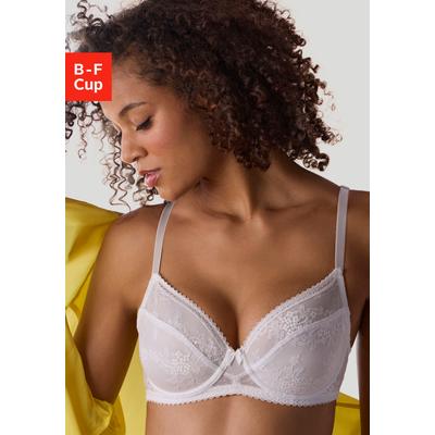 Bügel-BH LASCANA "BH mit Bügel, Spitzen-BH", Damen, Gr. 105, Cup B, weiß, Spitze, Obermaterial: 88% Polyamid, 12% Elasthan, BHs Bügel-BH, als Dessous-Set kombinierbar, aus feiner Jacquardspitze, sexy Dessous