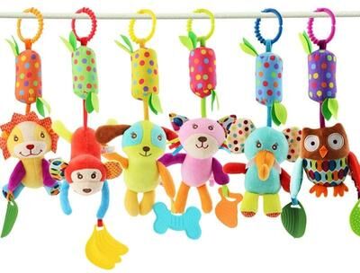 Uplift Picks Baby Plush Stroller Toy Hanging Rattle Mobile With Cartoon Animals cat