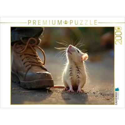 CALVENDO Puzzle Niedliche Haustier Ratte schaut zu ihrem Menschen | 2000 Teile Lege-Größe 90x67cm Foto-Puzzle für glückliche Stunden