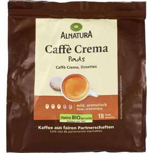 Alnatura Kaffeepads Caffe Crema, BIO, Traditionelle Langzeitröstung, 100% Arabica, 18 Pads, 18 Stück