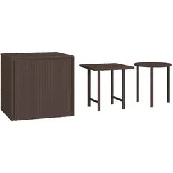 Décoshop26 - Set aus 3 Beistelltischen für den Innen- und Außenbereich aus braunem Kunstharz und Stahl DEC032668