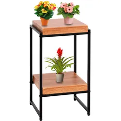 Blumentisch MCW-K71, Blumenregal Beistelltisch Pflanzregal, MVG-zertifiziert MDF Metall ~ naturfarben, 61cm