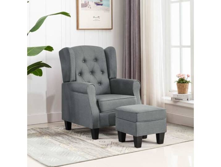 Magnifique - Fauteuil avec repose-pied - Fauteuil Relaxation Fauteuil Relax Confortable Fauteuil Chaises de Salon Gris clair Tissu