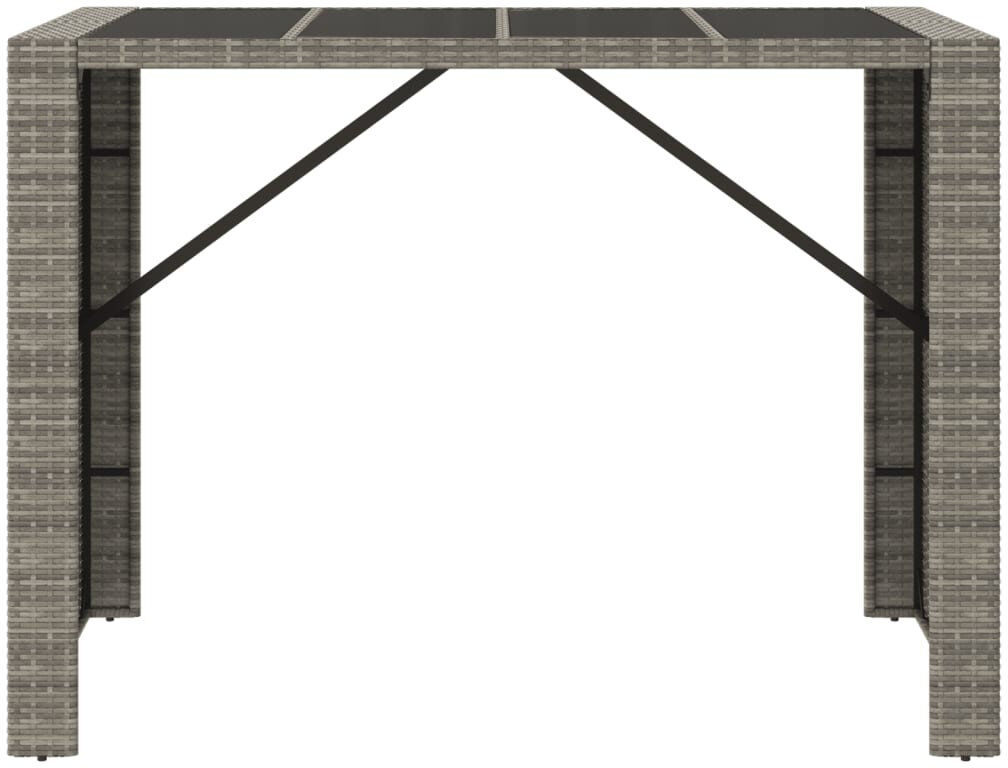 Ebern Designs Lavel Rectangular Glass Steel Outdoor Bar Table 80 cm D Grey 110cm H x 145cm L x 80cm D