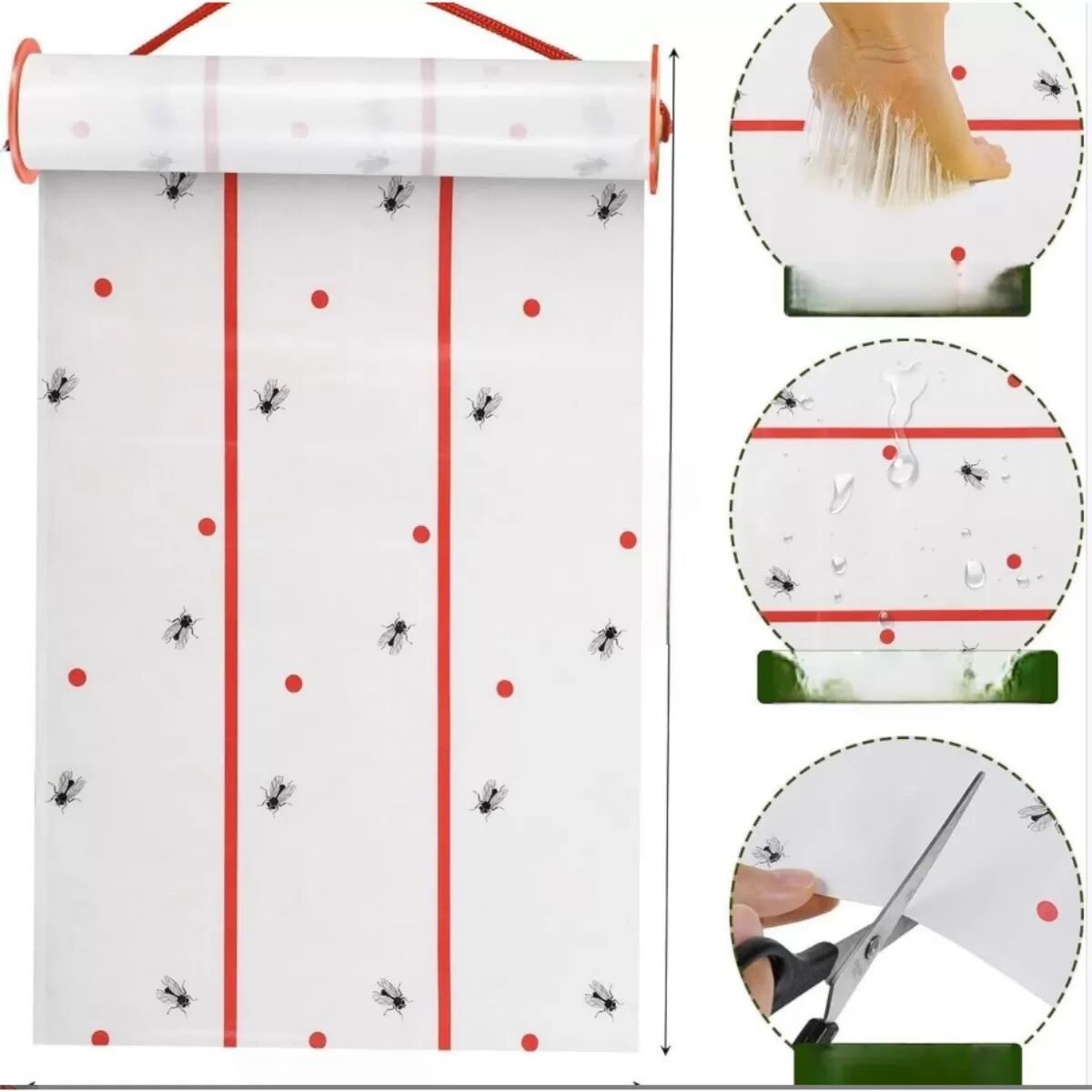 INF Rouleau collant anti-mouches 25cm x 5m - Adhérence puissante, papier suspendu sans pesticide jusqu'à 4m
