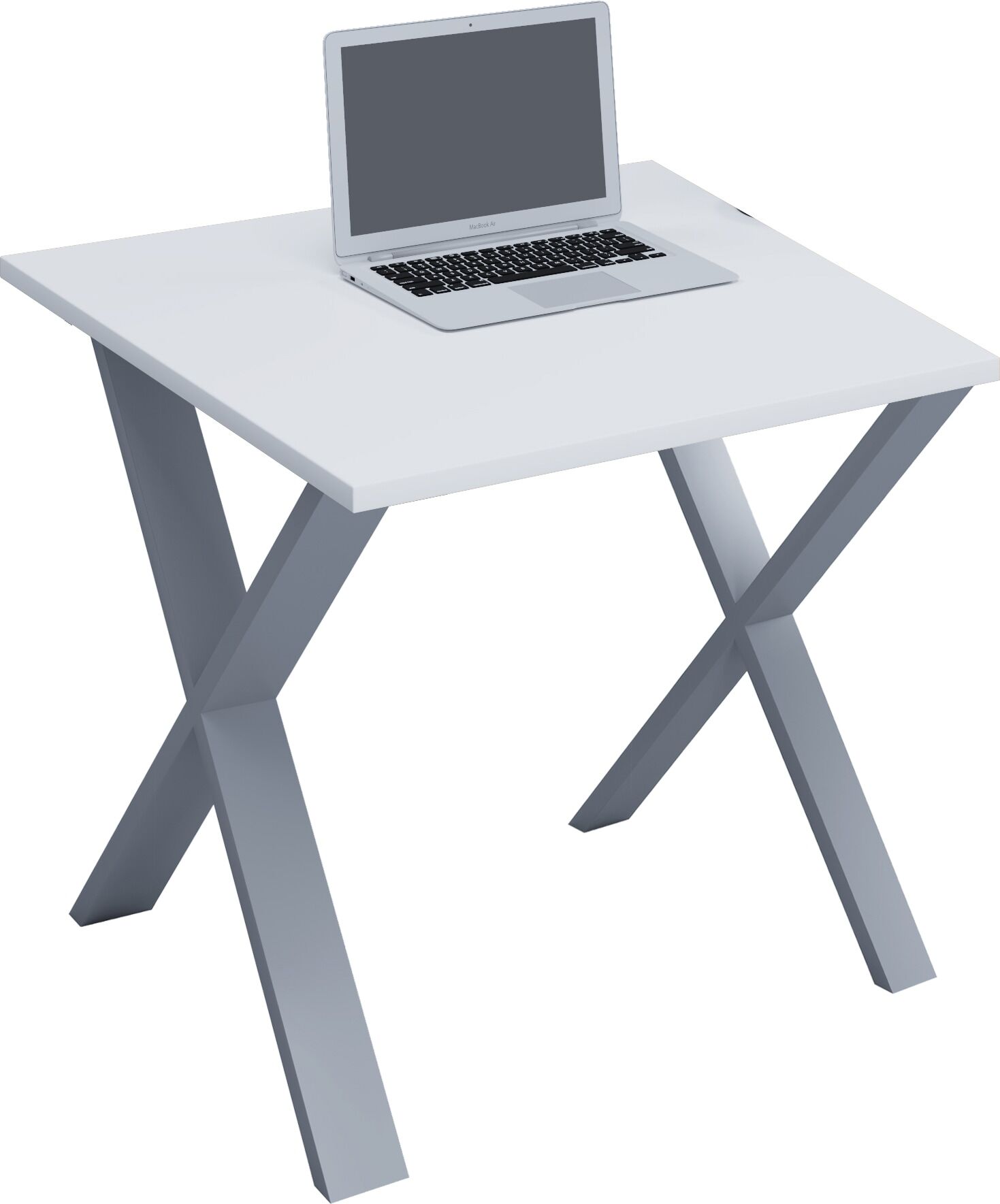 Schreibtisch VCM "Schreibtisch Bürotisch Computertisch 80x80 Lona X", weiß (silber, weiß), B:80cm T:80cm, Tische, Schreibtisch