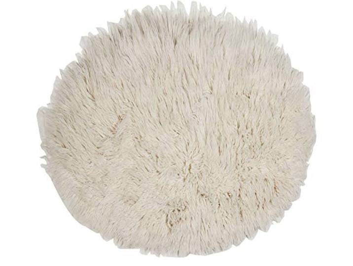 Theko Runder Flokati Teppich aus 100% Schurwolle nachhaltiger Teppich FLOKOS 1250 handgewebt Farbe: Natur 100 cm