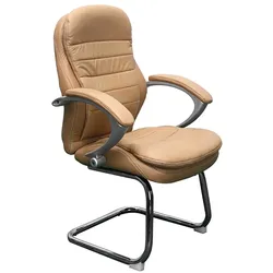Büro Konferenz Stuhl Bürostuhl Büroausstattung Schreibtischstuhl Bergamo beige Freischwinger Echtleder Jet-Line