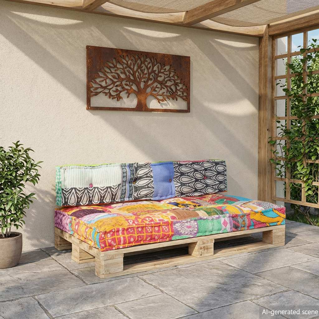 vidaXL Coussin de canapé palette Multicolore Tissu Patchwork