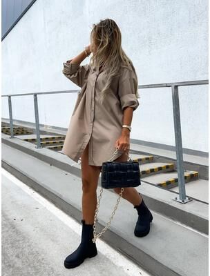 Fabled Fashion Studio Chic Long Sleeve Shirt Casual Loose Top For Women khaki xl