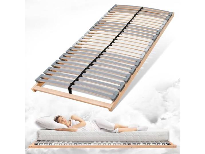 Coemo EasyLat Starr Lattenrost, 140x200 cm, geräuscharm 5-Zonen Lattenrahmen mit 28 Federholzleisten, stabiler Mittelgurt für optimale Unterstützung, Ergonomische Anpassung