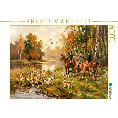 CALVENDO Puzzle Herbstliche Entenjagd mit King Charles Spaniels | 1000 Teile Lege-Größe 64x48cm Foto-Puzzle für glückliche Stunden