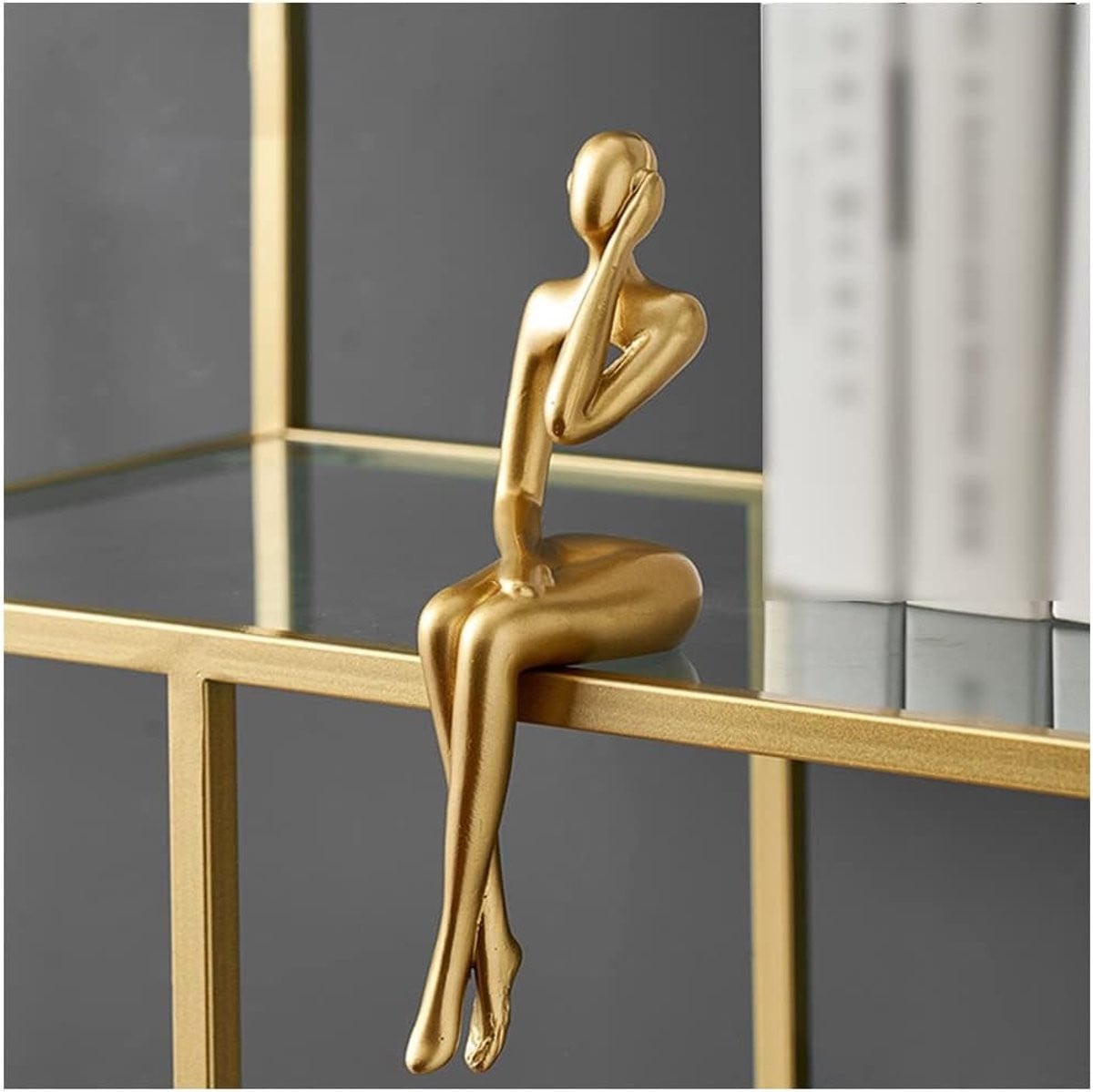 Denker Beeld Abstracte Sculptuur Goud voor Huisdecoratie