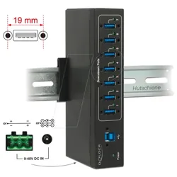 DELOCK 63311 - Externer Industrie Hub 7x USB 3.0 A, 15 kV ESD Schutz