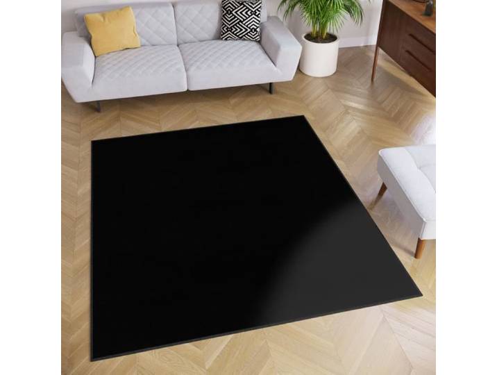 TAPISO Tapis Carré Salon Chambre MONO Noir Design Uni Résistant Intérieur Extérieur 120x120 cm